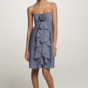 J Crew Blue Chambray Wild Rose Strapless Dress
